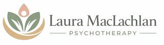 Laura MacLachlan Psychotherapy logo with lotus flower and leaf design